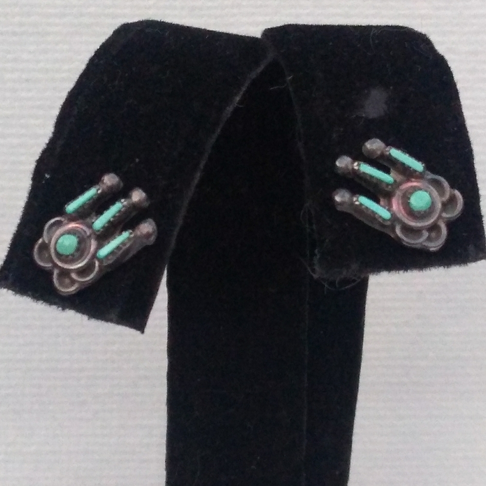 ⏳SALE Native American Silver Turquoise Petit Point - Picture 4 of 8